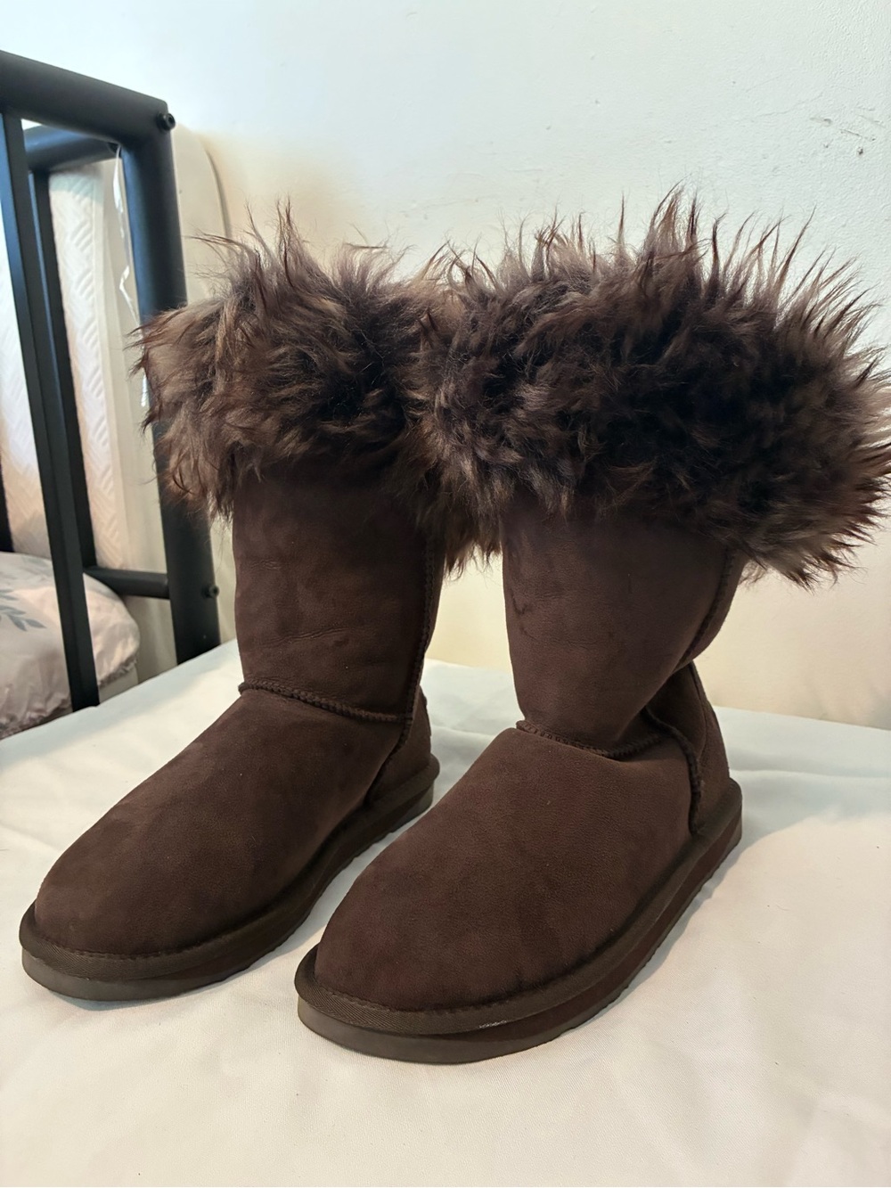 Australia Luxe Collective Chocolate Brown Faux Fur Winter Boots